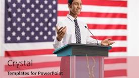  Presentation with usa flag - Presentation featuring happy-young-african-american-man background and a coral colored foreground