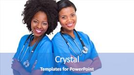  Presentation with nurses - PPT theme enhanced with happy young african american background and a teal colored foreground