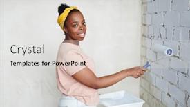  Presentation with home renovation - Amazing slide set having happy-young-african-female backdrop and a white colored foreground