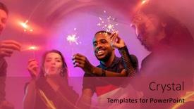  Presentation with party lights - Audience pleasing slides consisting of happy-young-african-man backdrop and a red colored foreground