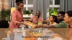  Presentation with african woman - Cool new PPT layouts with happy-young-african-woman-putting backdrop and a coral colored foreground