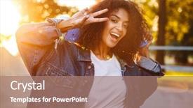  Presentation with happy smiling woman dental health - Slide deck with happy young african woman walk background and a coral colored foreground