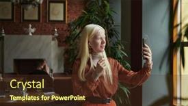  Presentation with chat - Presentation theme enhanced with happy-young-albino-woman background and a tawny brown colored foreground