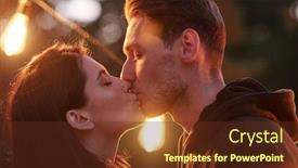  Presentation with street lights - Beautiful presentation theme featuring happy-young-amorous-couple-kissing backdrop and a tawny brown colored foreground