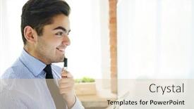  Presentation with whiteboard - Amazing slides having happy young analyst with highlighter and tablet looking at whiteboard backdrop and a lemonade colored foreground