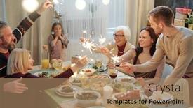  Presentation with sparkling lights - Theme enhanced with happy-young-and-mature-adults background and a coral colored foreground