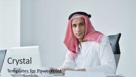  Presentation with arabic music arab man playing - Beautiful presentation design featuring happy young arabic business man backdrop and a lemonade colored foreground