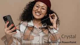  Presentation with asian music - Presentation design having happy-young-asian-woman background and a coral colored foreground