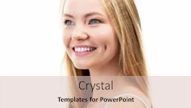 Presentation with teeth whitening - Presentation design having happy-young-attractive-blond-woman background and a soft green colored foreground