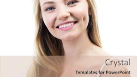  Presentation with teeth whitening - Audience pleasing presentation theme consisting of happy-young-attractive-blond-woman backdrop and a coral colored foreground