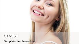  Presentation with teeth whitening - Presentation theme enhanced with happy-young-attractive-blond-woman background and a lemonade colored foreground
