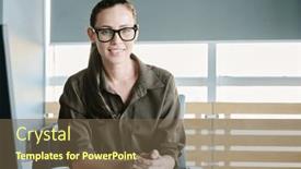  Presentation with waiting - PPT theme having happy-young-auditor-or-hr background and a tawny brown colored foreground