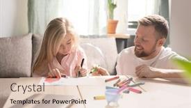  Presentation with green color - Presentation design featuring happy-young-bearded-man background and a soft green colored foreground