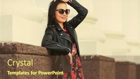  Presentation with black woman - PPT layouts consisting of happy-young-beautiful-woman-leaning background and a tawny brown colored foreground