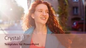  Presentation with beautiful young girl red - Presentation featuring happy-young-beautiful-woman-walking background and a coral colored foreground