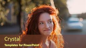  Presentation with beautiful young girl red - Slides with happy-young-beautiful-woman-walking background and a tawny brown colored foreground