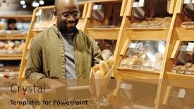  Presentation with black man - Presentation design featuring happy-young-black-man background and a  colored foreground