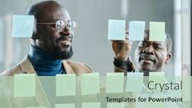  Presentation with points - PPT theme with happy-young-black-man background and a soft green colored foreground