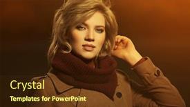  Presentation with classic - Slide deck enhanced with happy-young-blond-fashion-woman background and a tawny brown colored foreground