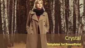  Presentation with fashion handbag - Presentation with happy-young-blonde-fashion-woman background and a tawny brown colored foreground