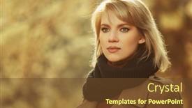  Presentation with black female - Presentation design with happy-young-blonde-fashion-woman background and a tawny brown colored foreground