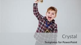  Presentation with mouth - Slide deck featuring happy-young-boy-in-shirt background and a light gray colored foreground