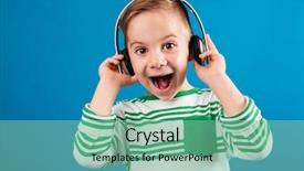  Presentation with blue music - Theme having happy young boy listening music background and a seafoam green colored foreground