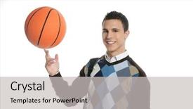  Presentation with basketball - Amazing theme having happy young boy student backdrop and a light gray colored foreground