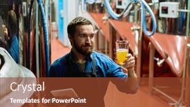  Presentation with looking glass - Slide set having happy-young-brewer-with-digital background and a tawny brown colored foreground