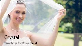  Presentation with bride - PPT theme enhanced with happy young bride unveiling background and a  colored foreground