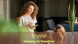  Presentation with order - Presentation theme having happy-young-brunette-waitress background and a tawny brown colored foreground