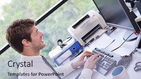  Presentation with happy 30th birthday word cloud - PPT theme enhanced with happy young business man work background and a  colored foreground