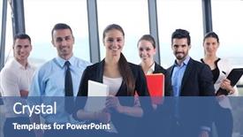  Presentation with young business people - PPT theme consisting of abstract bokeh background christmas glittering background and a cream colored foreground.