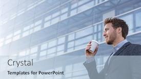  Presentation with hot work - Presentation consisting of happy-young-business-professional-man background and a light blue colored foreground