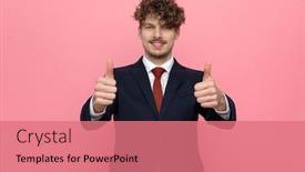  Presentation with navy blue - Beautiful presentation design featuring happy-young-businessman-in-navy backdrop and a coral colored foreground