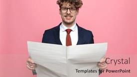  Presentation with navy blue - Presentation with happy-young-businessman-in-navy background and a light gray colored foreground