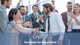  Presentation with team - Cool new presentation with happy-young-businessman-on-business backdrop and a ocean colored foreground