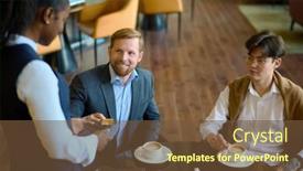  Presentation with credit card - Slide set featuring happy-young-businessman-paying background and a  colored foreground