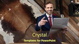  Presentation with finger - Cool new PPT layouts with happy-young-businessman-pointing-finger backdrop and a tawny brown colored foreground