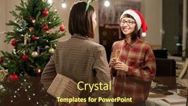  Presentation with flute - Cool new slides with happy-young-businesswoman-with-flute backdrop and a tawny brown colored foreground