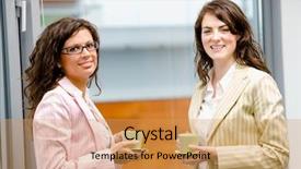  Presentation with cold brew coffee - Amazing PPT layouts having happy young businesswomen having break backdrop and a yellow colored foreground