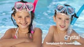  Presentation with relaxing - PPT theme with happy young children boy background and a coral colored foreground