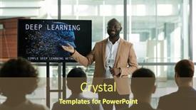  Presentation with intelligence - PPT layouts with happy-young-confident-teacher background and a tawny brown colored foreground