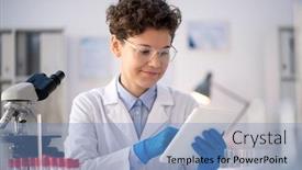  Presentation with pharmacist - Slide deck having happy-young-contemporary-female-scientist background and a teal colored foreground