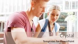  Presentation with tourists - Presentation consisting of happy young couple as tourists with a map background and a lemonade colored foreground