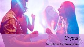  Presentation with young happy couple - Beautiful PPT theme featuring happy young couple dancing backdrop and a lilac colored foreground