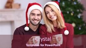  Presentation with christmas chocolate - Audience pleasing theme consisting of happy young couple drinking hot chocolate at home christmas concept backdrop and a tawny brown colored foreground