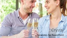  Presentation with reconciliation - Colorful slides enhanced with happy-young-couple-drinks backdrop and a light blue colored foreground