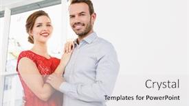  Presentation with young happy couple - PPT layouts featuring happy young couple embracing each other background and a white colored foreground
