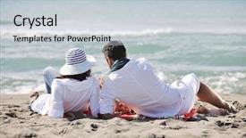  Presentation with young happy couple - Cool new PPT theme with happy young couple enjoying picnic backdrop and a lemonade colored foreground